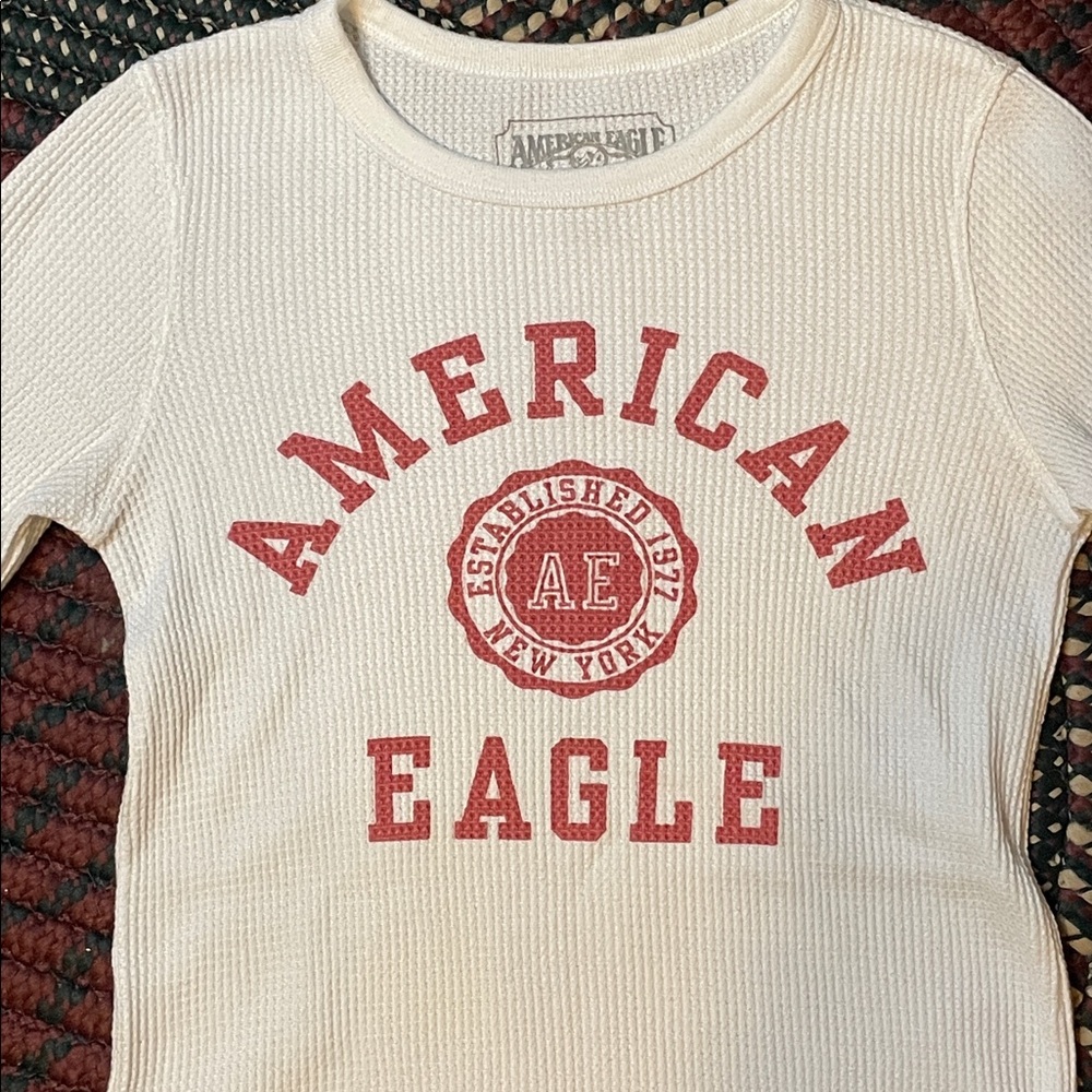 American Eagle White Long Sleeve Thermal Size XS‎ - Picture 2 of 5